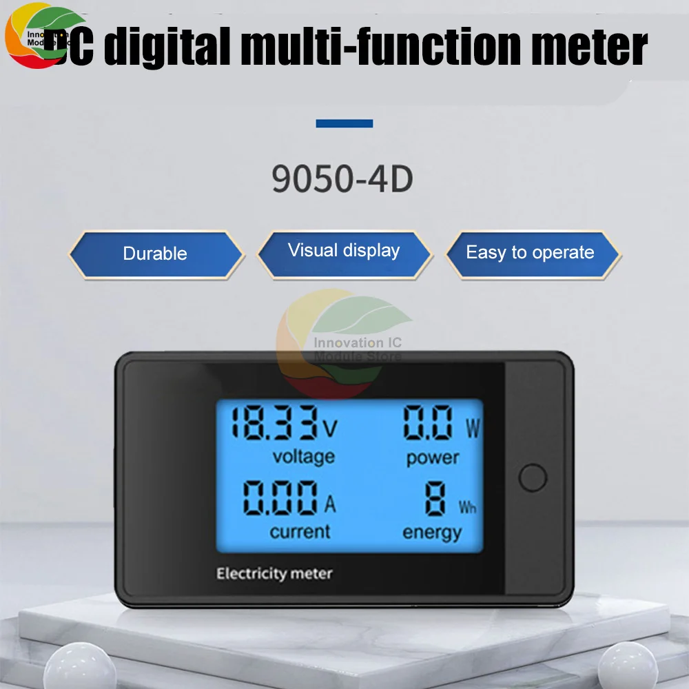 9050-4D, DC8-100V 20A 50A 100A 200A 4 in 1 LCD DC Digital Display Power Meter Voltage Ammeter Power Tester Digital Meter Module