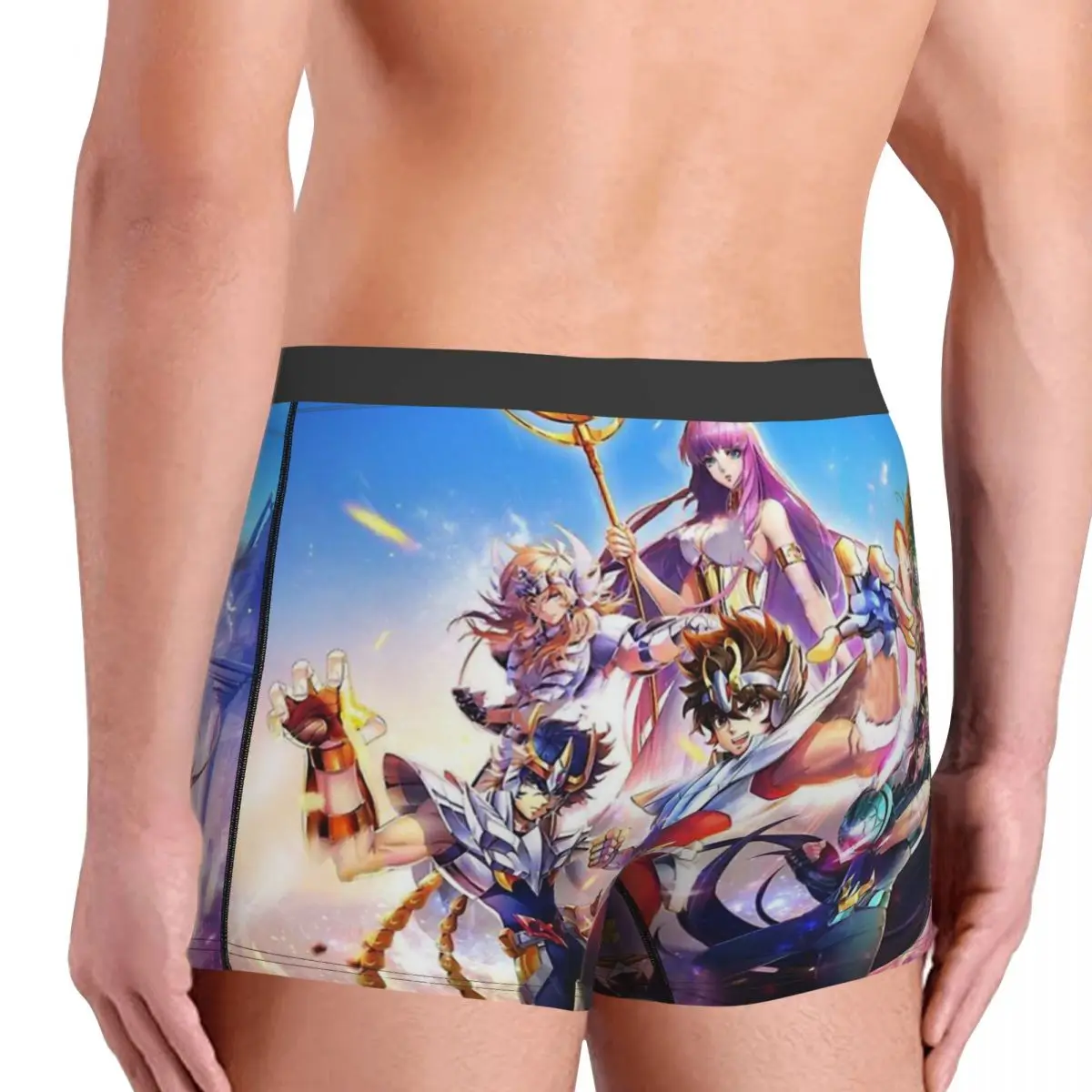 Nights Of The Zodiac Man\'s Boxer Briefs Saint Seiya Adventure Anime Breathable Funny Underpants High Quality Print Shorts Gifts