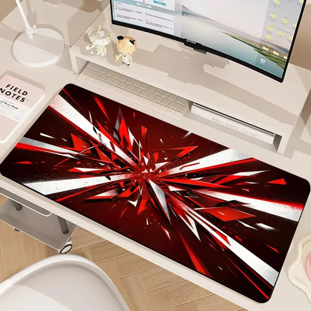 Red Black Geometric Fragment XXL Gaming Mouse Pad Abstract Shatter Art Desk Mat Non-Slip Rubber Computer Keyboard Mouse Mats