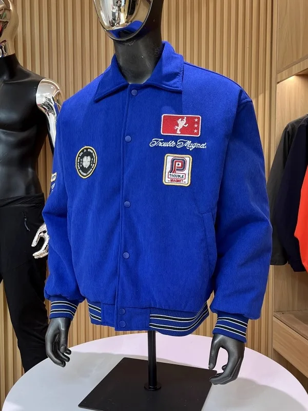 Thiened Toppa ricamata decorata in velluto a coste di cotone Jaet per uomo Colletto caldo Inverno Nuovo arrivo Casual Loose Fit Polieste...