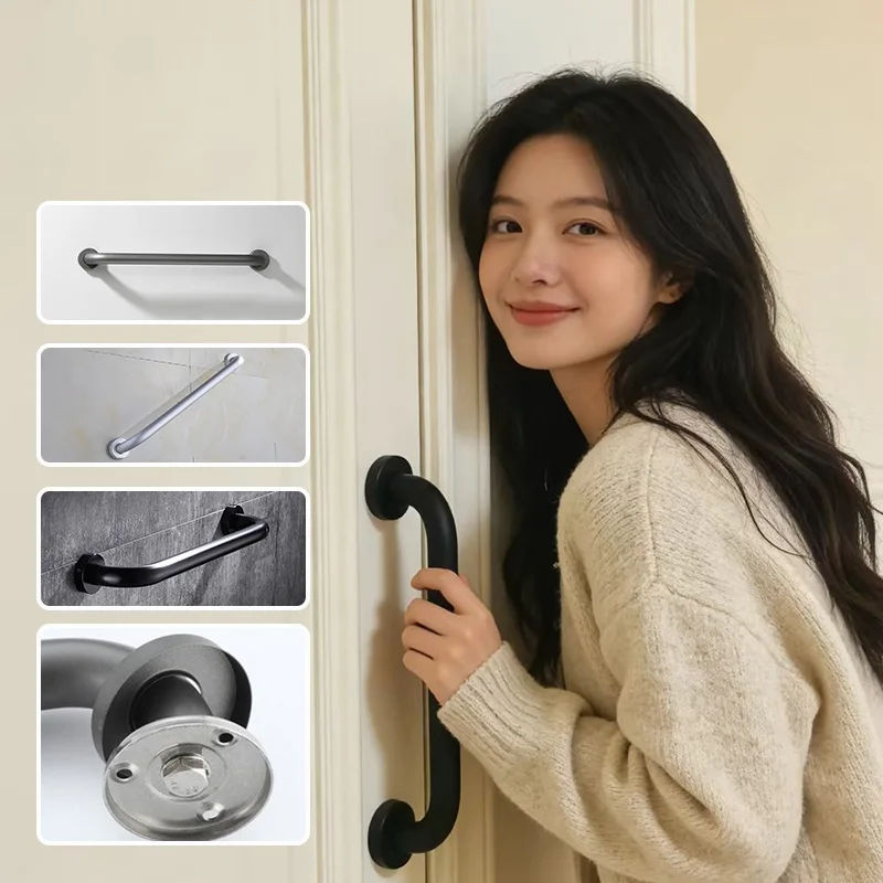 30/40/50cm Aluminum Bathroom Armrest Durable Anti-Slip Handle for Elderly Safety Wall Mount Space Saving Handrails Bar