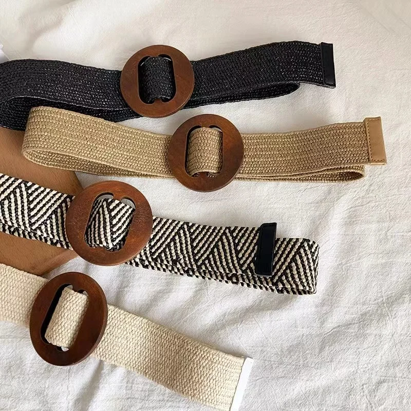 Belt for women, Korean version, niche decoration, retro waist seal with dress, simple and fashionable, elastic and non perforate