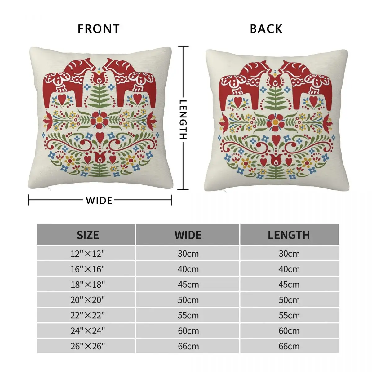 Scandinavian Dala Horse Swedish Square Pillowcase Polyester Linen Velvet Pattern Decorative Throw Pillow Case Car Cushion Cover