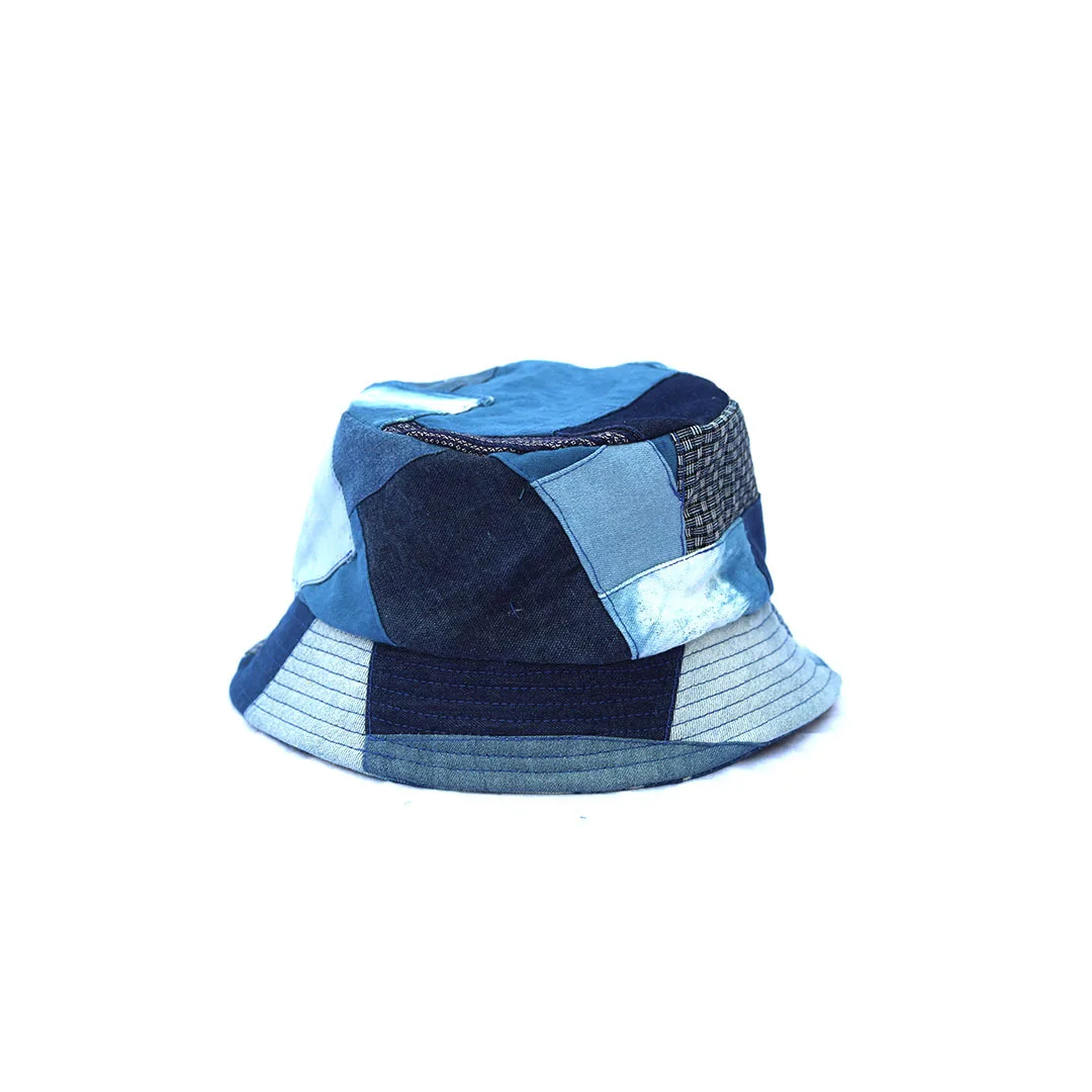 1pcs free size Handmade indigo tie dye hand woven earth cloth cotton patchwork fisherman's hat artistic simple casual basin hat