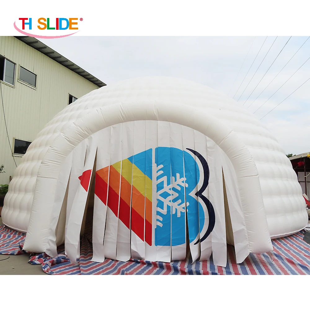 8m diameter outdoor large bubble Igloo tent, snow zone party inflatable tent, white inflatable dome tent