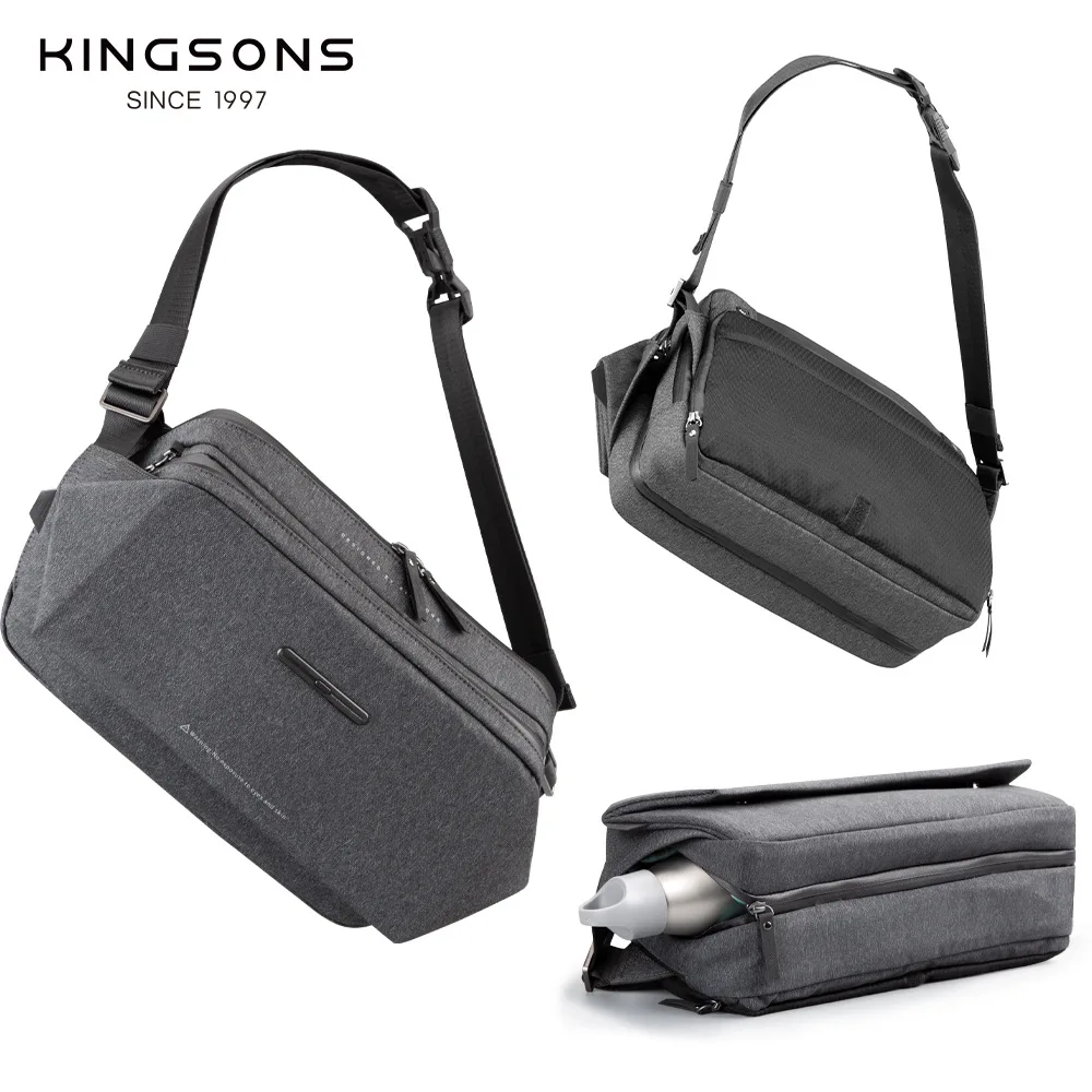 

kingsons Crossbody Bag Waterproof College Sling Bag Multifunctional Anti-theft Shoulder Bag Casual Messenger Bag for Men