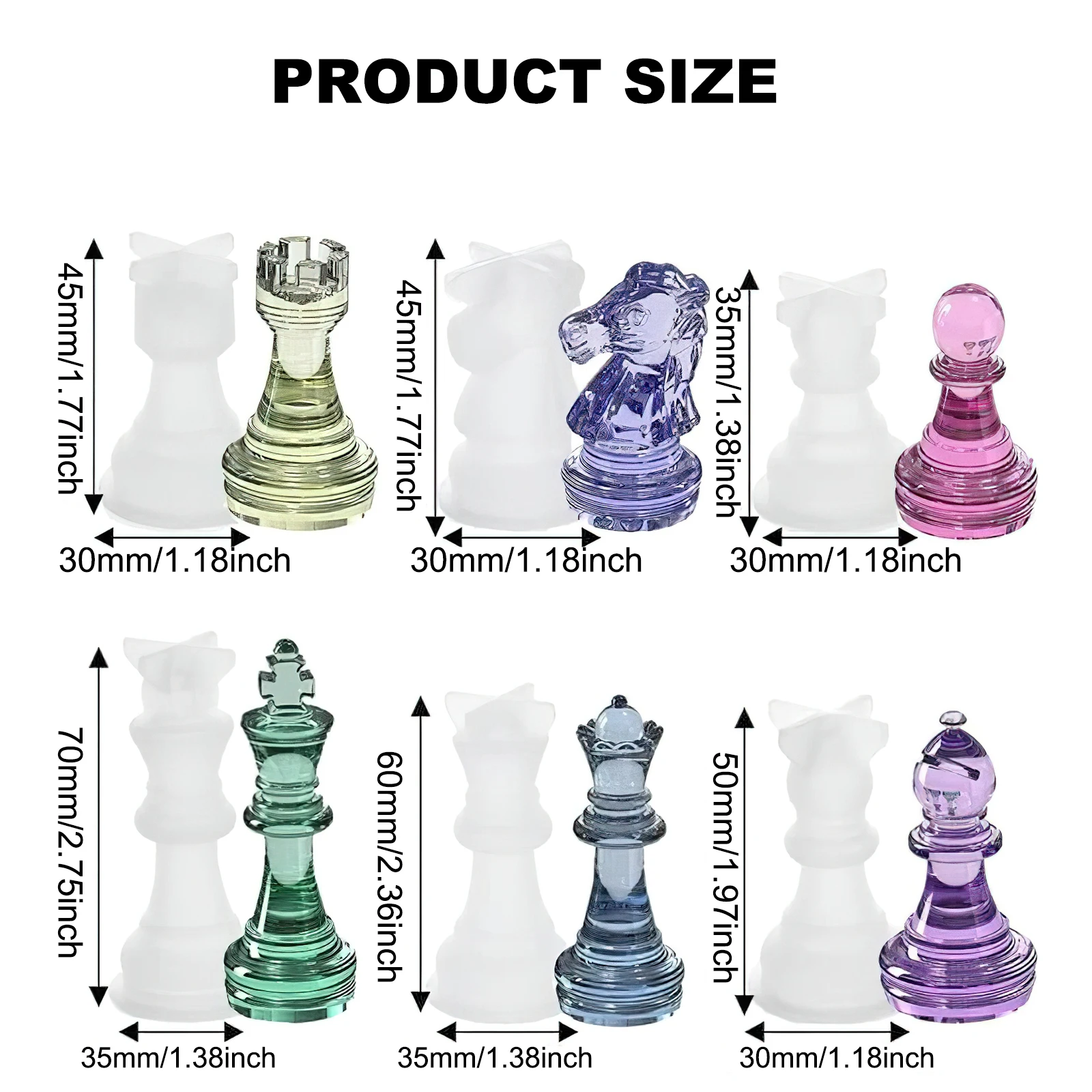 3 Teile/satz Kristall Epoxidharz Form Internationale Schach Schachbrett Gießen Silikon Form Kit DIY Handwerk Machen Werkzeuge Set – Detail 6