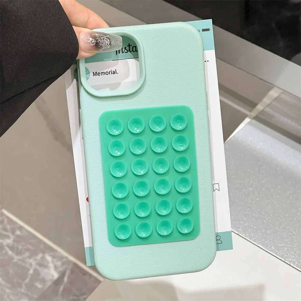 3D-Saugnapf-Ständerhülle für iPhone 11 12 13 Pro Max Hüllen iPhone 17 15 16 14 Plus XS XR Stoßfeste Runde Saugnapf-Silikonhülle – Detail 15