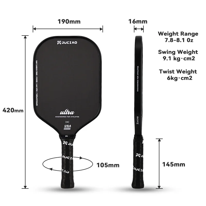 JUCiA0 Ultra Gen3 Pro Series المعتمدة من USAPA مجداف كرة البيسبول المصنوع من ألياف الكربون الخام T700 للطاقة والدوران (16 مم) #6