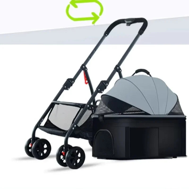 Lightweight Folding Pet Trolley Detachable Cage Carrier For Cat Dog Small Pet Sleeping Basket Travel Equipment