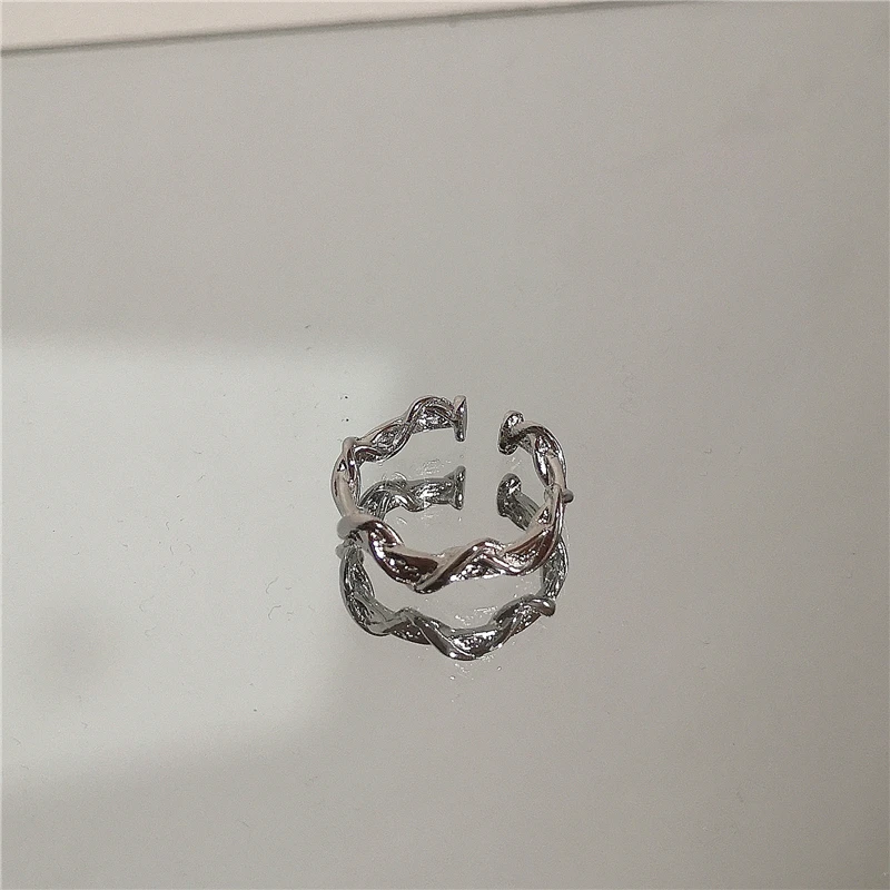Punk Harajuku Goth Dornen Schwarz Silber Farbe Unregelmäßige Herz Kreuz Offenen Ring Für Frauen Männer Liebhaber Vintage 90er Jahre Y2K Grunge Jewely