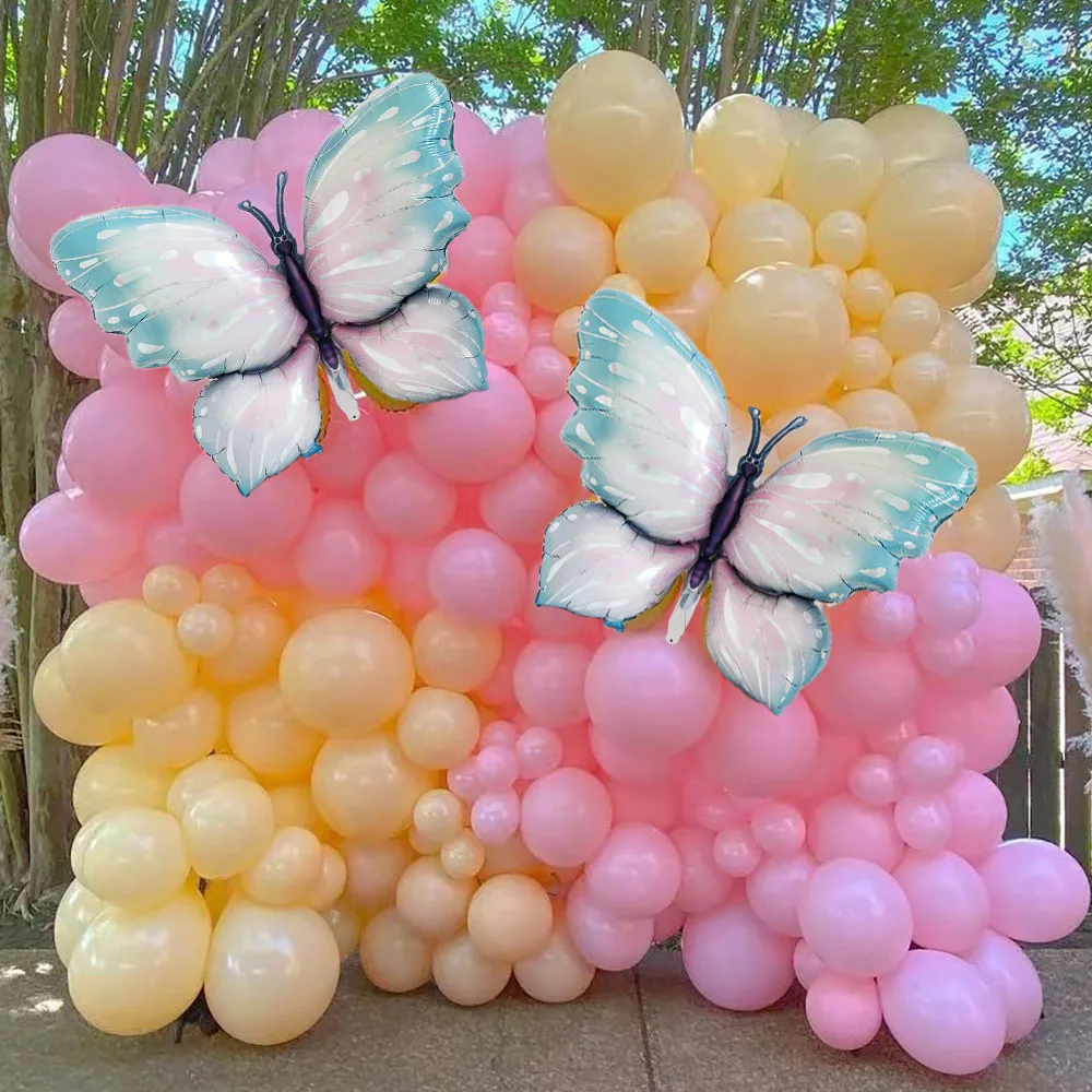 Vintage Green Tender Pink Skin Balloon Wall Butterfly Foil Balloons For Wedding Birthday Party Decor DIY Supplies Baby Shower