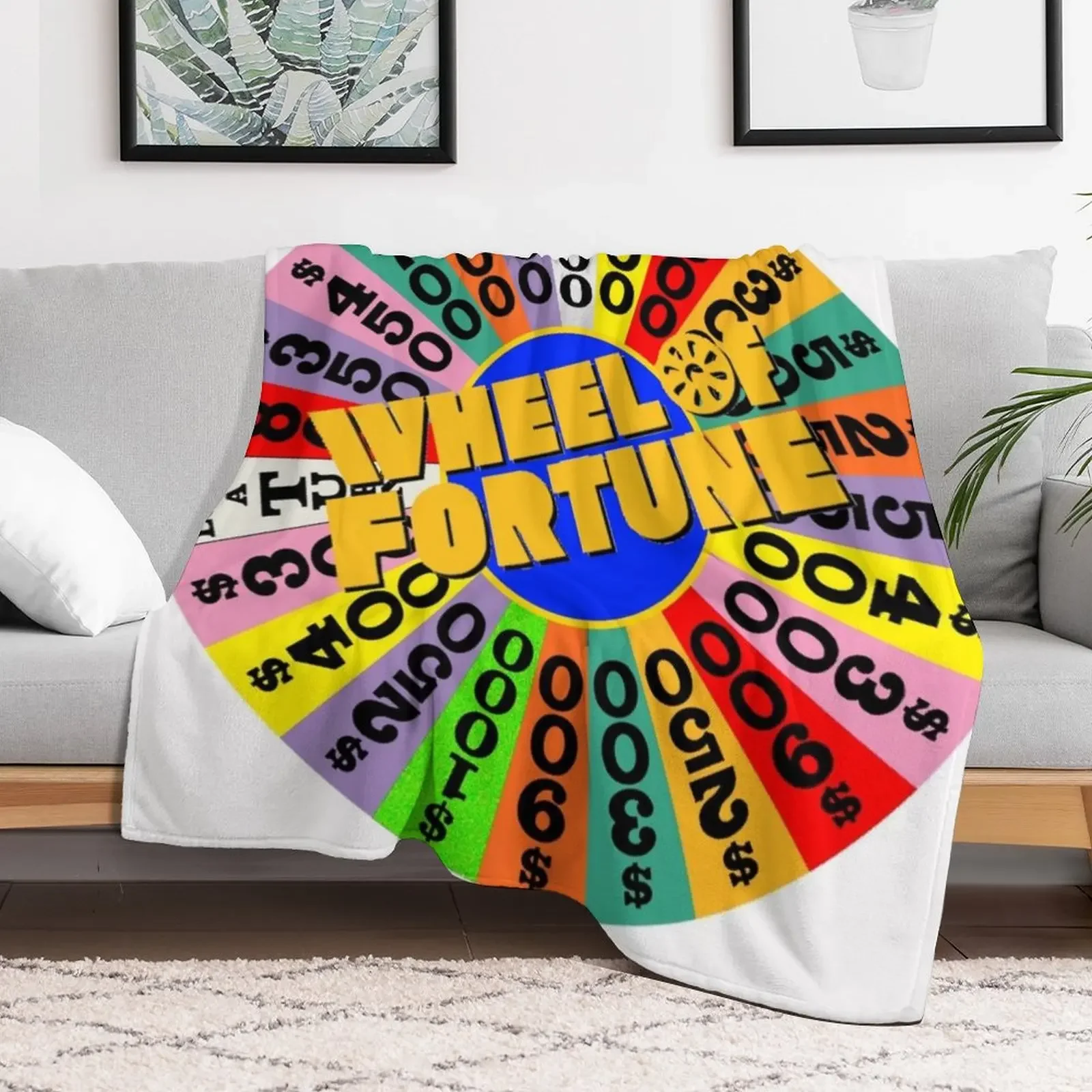 Wheel of Fortune Throw Blanket Furrys Nap Plaid on the sofa Blankets