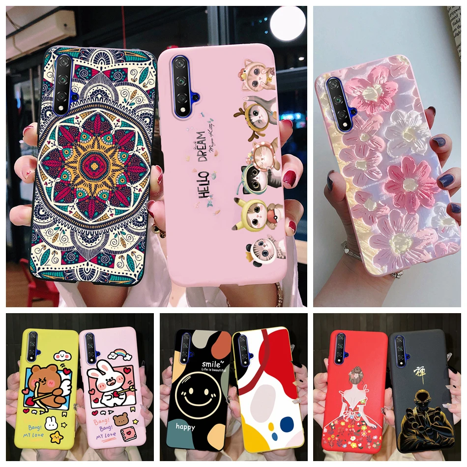 For Huawei Honor 20 Case Stylish Flower Cover Slim Soft TPU Phone Case For Huawei Nova 5T 5 T Honor 20 Honor20 Back Cover Bumper