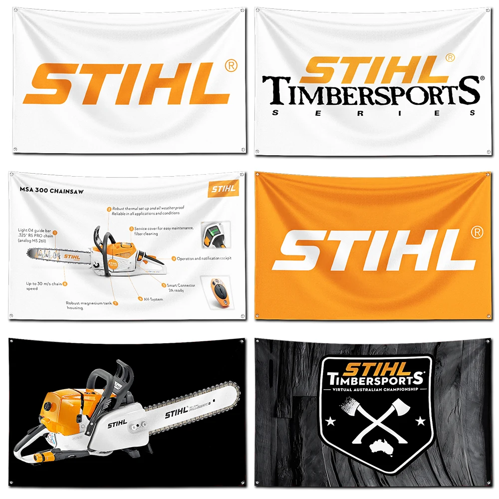 Stihl Tool Flag poliestere stampa digitale Banner 4 dimensioni per Garage Wall Art decorazione fuori porta con occhielli in ottone