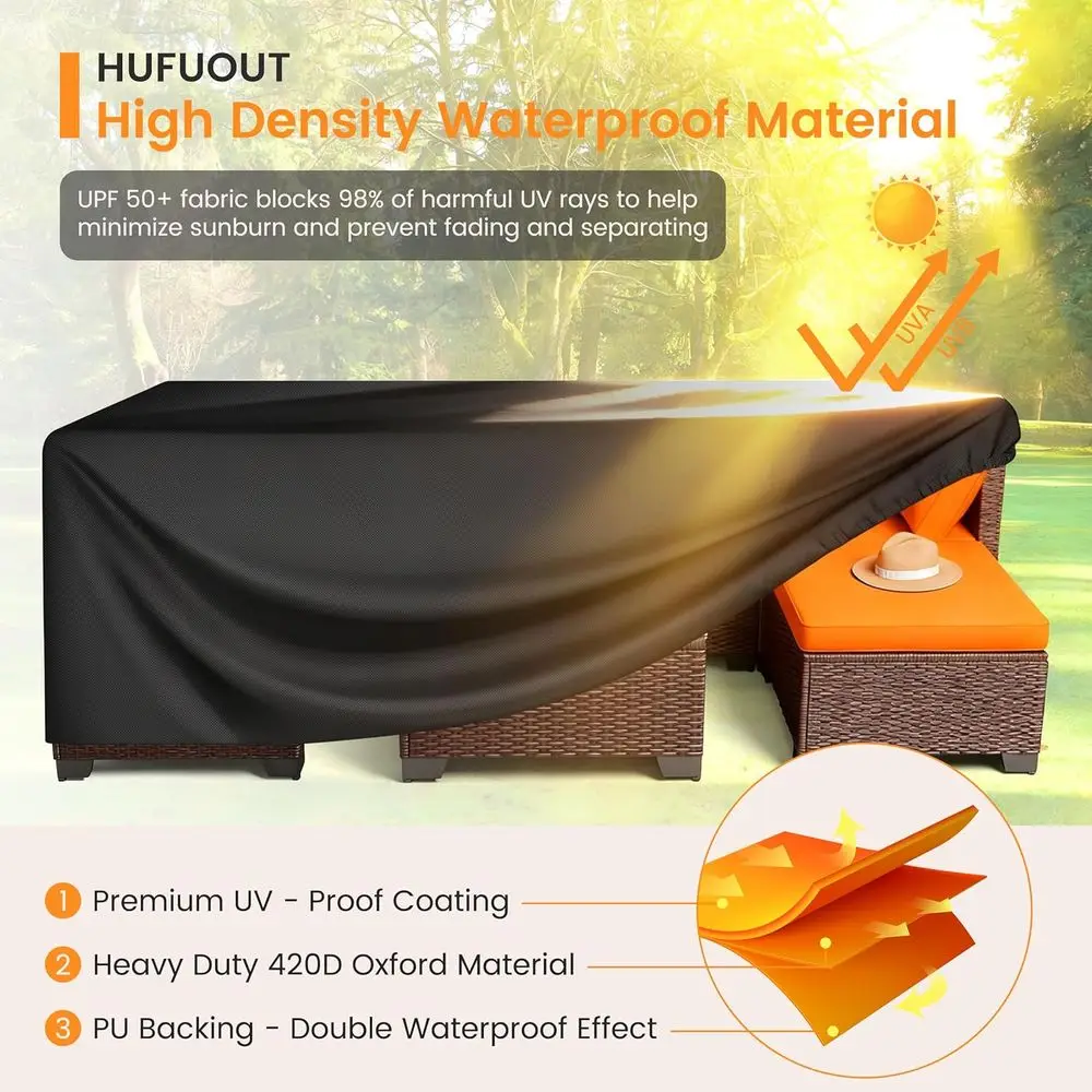 Patio Furniture Covers, Outdoor Furniture Cover Waterproof, General Use, Outside Table and Chair Covers, Heavy Duty 420D (Black, view 4