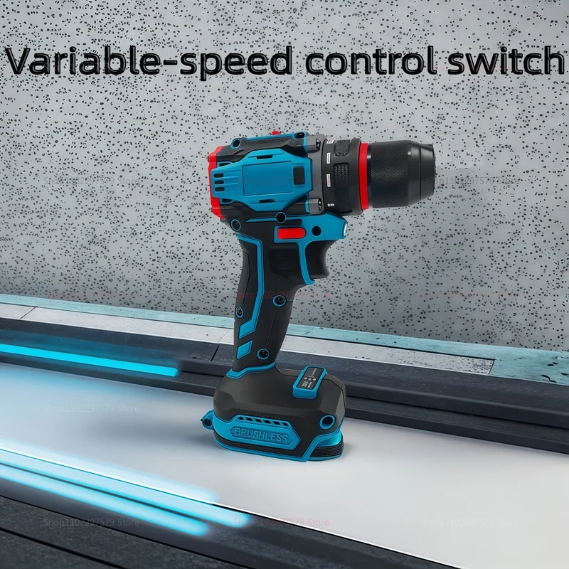 10mm Brushless Electric Cordless Drill Driver 2-Speed Impact Power Tool for Home Repairs and Construction 18V BatteryCompatible