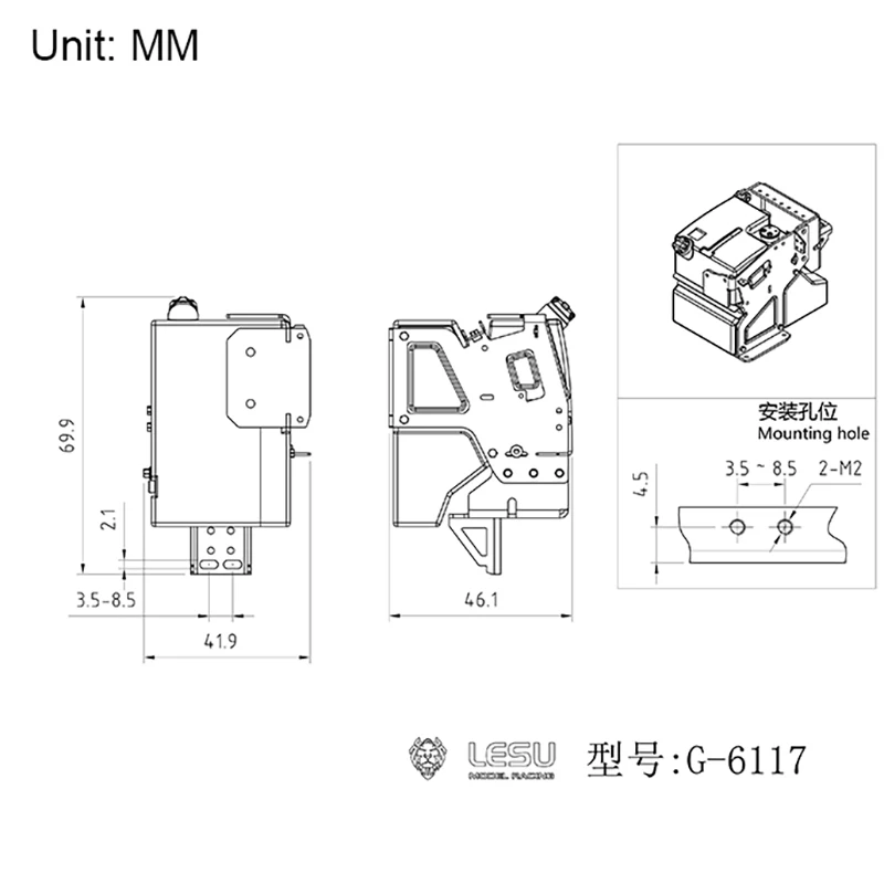 LESU tanque de urea accesorios de coche mejorados para 1/14 DIY Tamiyay Vm RC Tractor camión juguetes de Control remoto modelo Th19246-Smt3