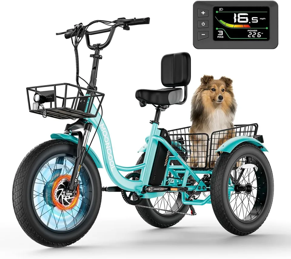 20" Electric Trike Tricycle Fat Tire Electric Trike E-Bike Peak 1000W image 11