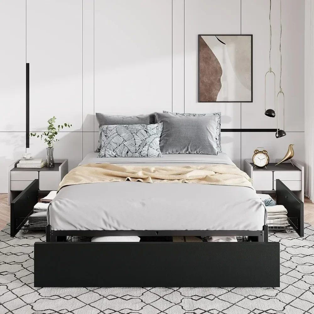 for  Platform Bed Frame  Drawers, Fabric Upholstered, Wooden Slats Support,No Box Spring Needed, Noise Free, Easy Assembly