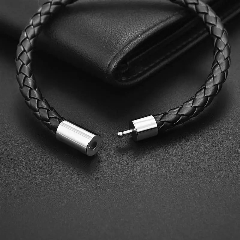 Classic Single Layer Leather Bracelets 22cm Simple Braided Black Brown Bracelets & bangle For Women Men Gift Jewelry Wholesale