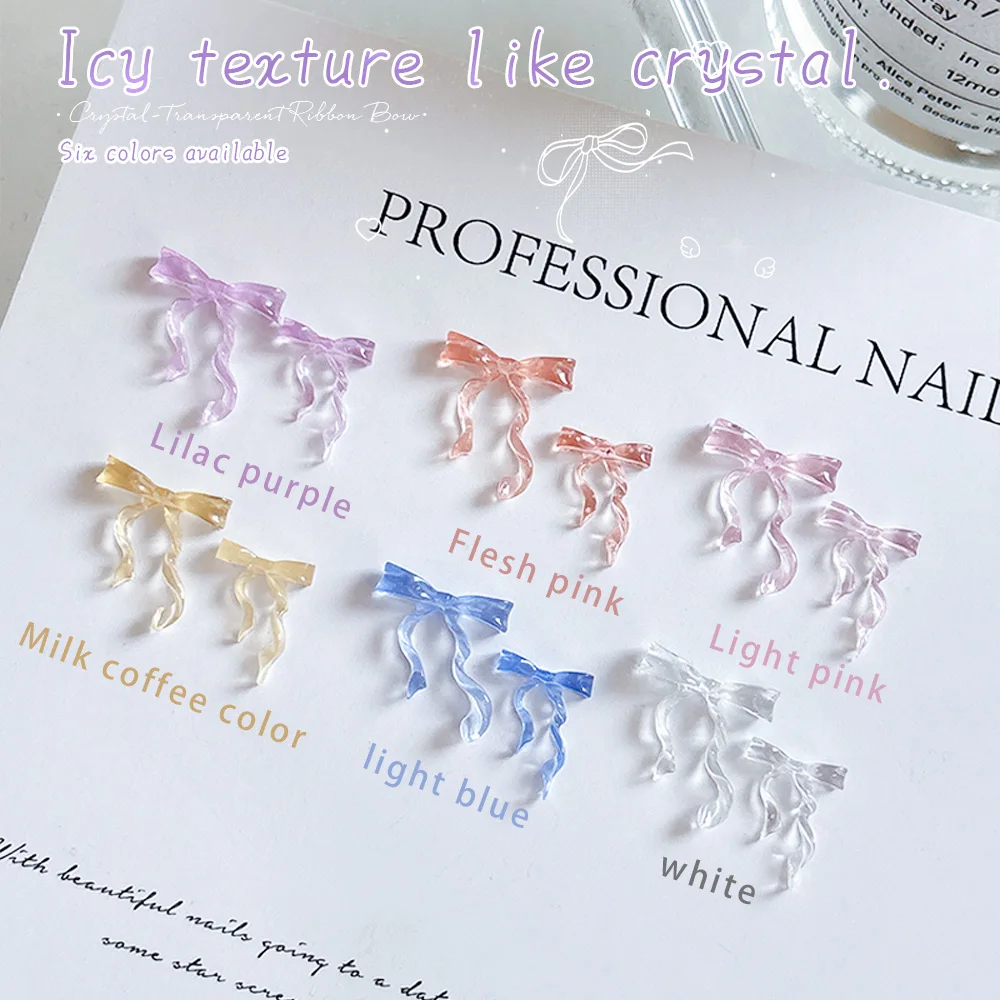 20/50 Stück transparente Schleife Nagel Charm Harz Schnitzerei weiche 3D Fliege Nail Art Dekor für Gelpoliermittel Französisch Maniküre Salon DIY