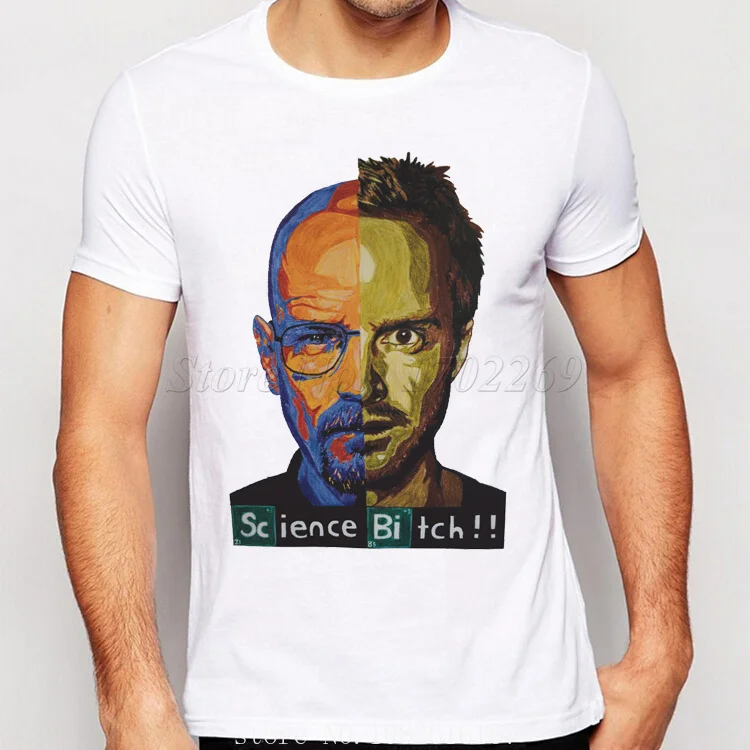 TV Mr White Heisenberg Jessie Pinkman Funny Print Tees Short Sleeve Tops Promotion Breaking Men T Shirts Retro T-Shirt