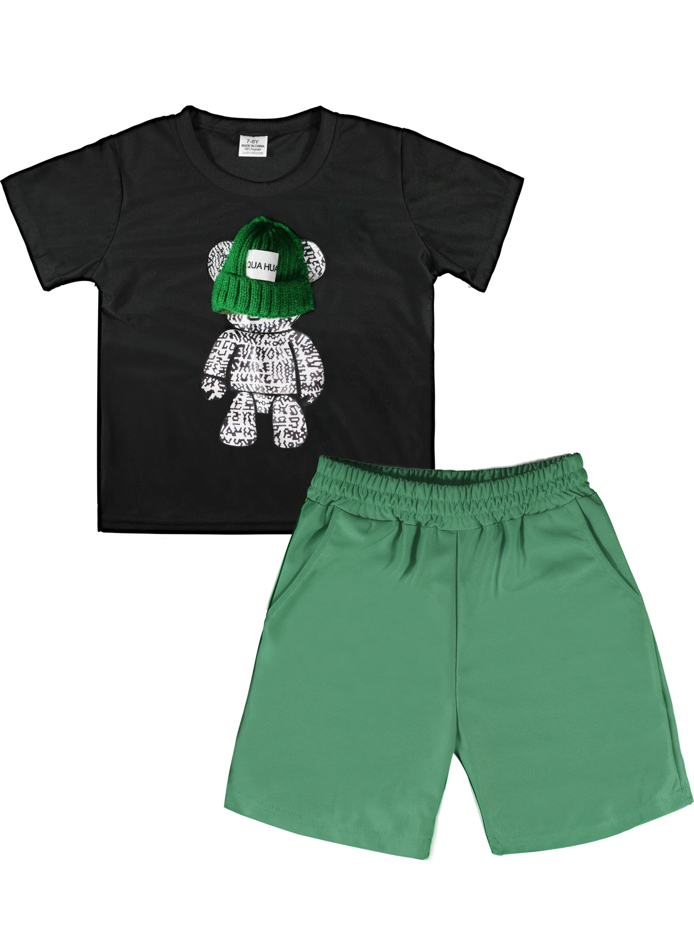 Summer Baby Clothes Set Children Boy Girl Short Sleeve Tshirts and Shorts Suit Kid Cartoon Bear Top and Bottom 2pcs Tracksuit