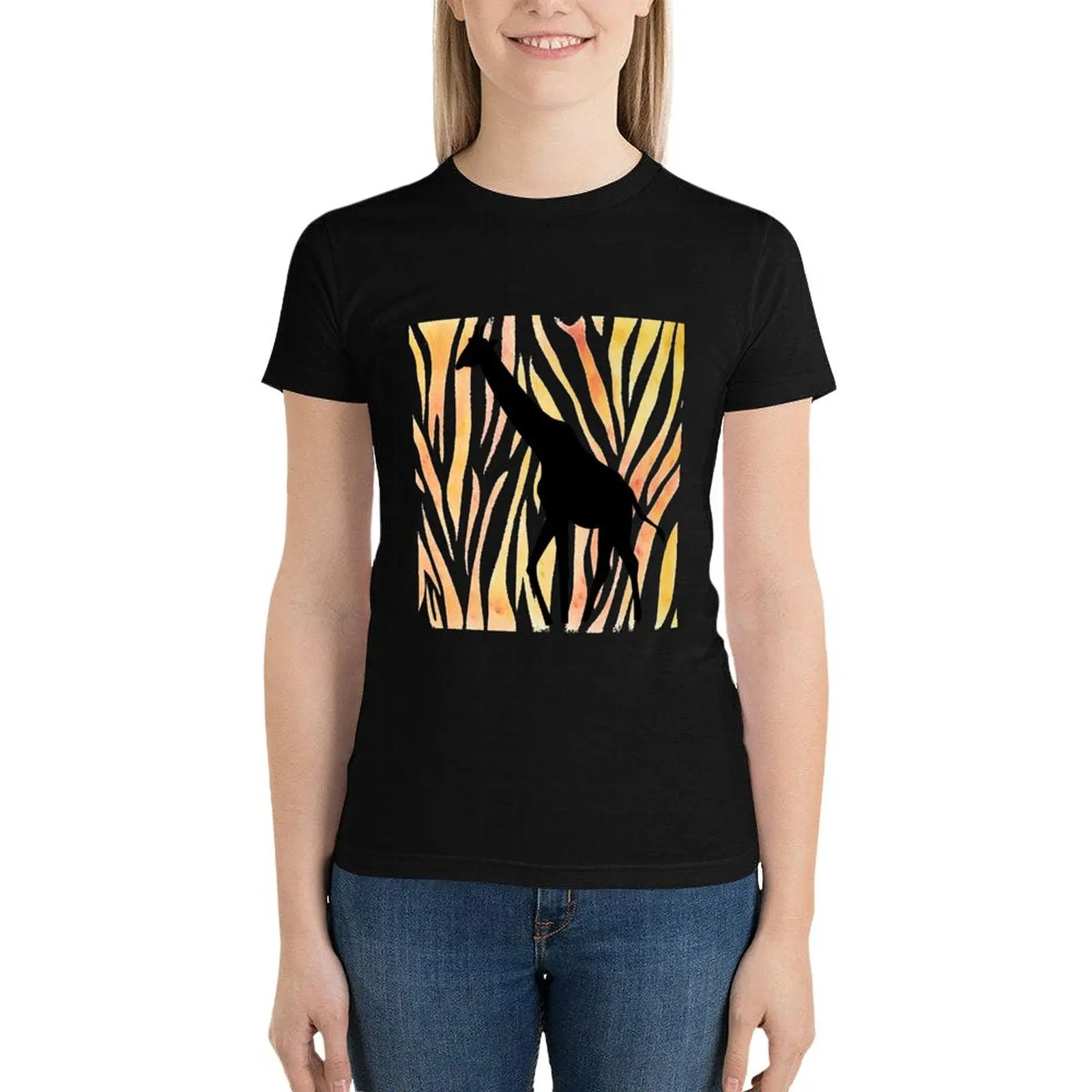 

Jungle theme giraffe T-Shirt summer tops tees t shirts for Women graphic