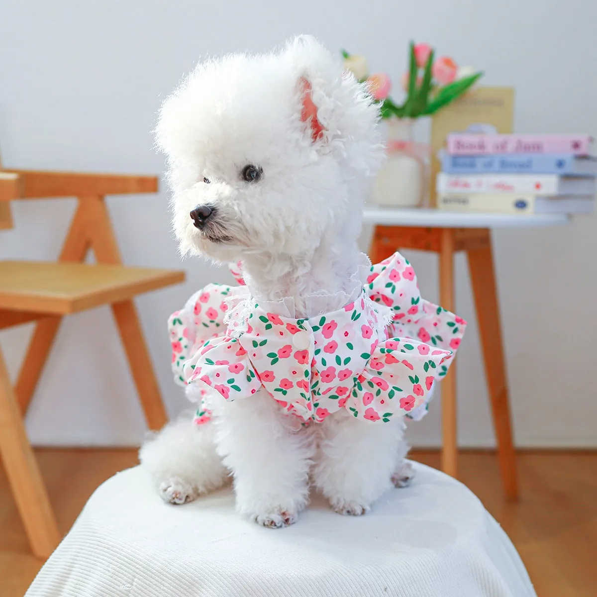 

Japanese Floral Dog Clothes Pet Summer Rose Skirt Small and Medium Dog Pretty Pullover Fashion Puppy Dresses