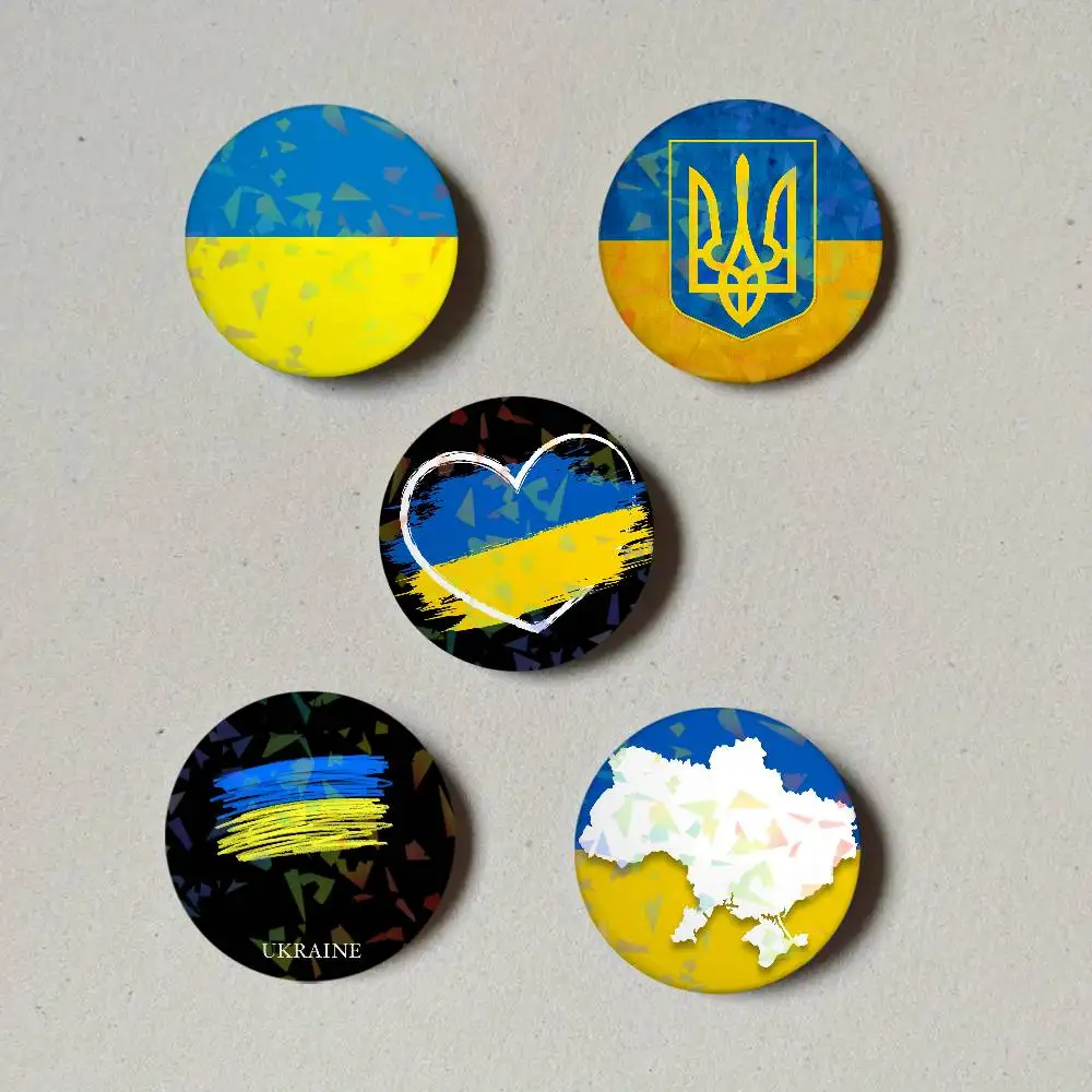 National Ukraine Flag Badges Round Exquisite Badge Brooches Creative Pins For Clothes Laser Hat Backpack Gift Accessories
