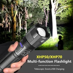 XHP70 Flashlight 4 Core Led Light Aluminum Alloy XHP50 Tactical Hunting Torch USB Rechargeable Zoom Lantern 18650 AAA Battery