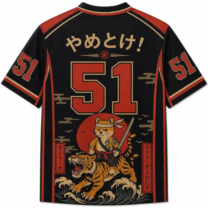 2026 Fashion Retro Hardman Style Samurai Cat Adult Couple Family New Summer 3D Breathable Sports Speed Drying T-shirt