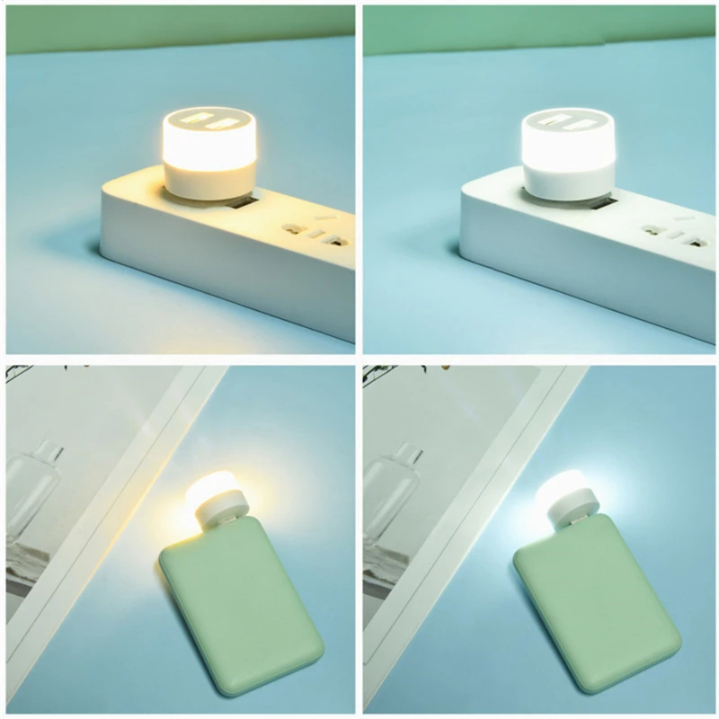 Luz noturna LED com plugue USB, proteção ocular, lâmpadas de leitura, mini luz de livro para computador, iluminação de carregamento de energia