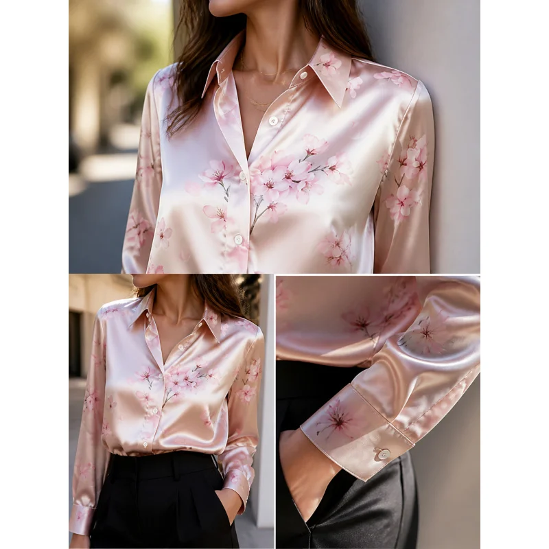 2026Fashion lapel collar long sleeve shirt all-match elegant ladies going out tops