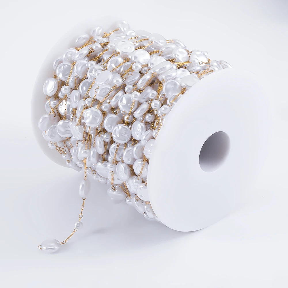 0,5 M 1 M Unregelmäßige Imitation Perle Perlen Ketten Metall Halsketten Armbänder Perle Kette Frauen Kleidung Schmuck Machen DIY liefert – Detail 19