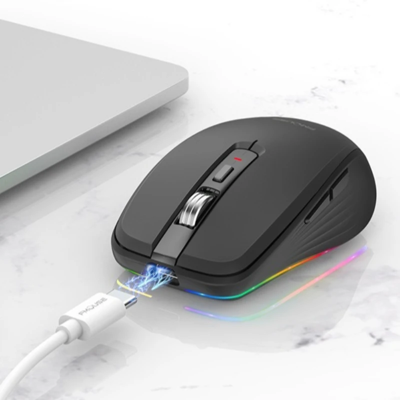 Dual Mode Rechargeable 2.4G Wireless Bluetooth USB Mouse RGB Mute Mouse For Windows Mac IOS Android Laptop Tablet Phone PC