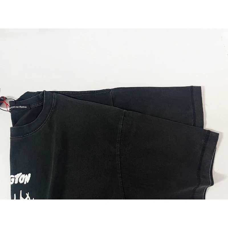 26SS الرجال النساء للجنسين الرسومات شعار طباعة RRR 123 تي شيرت أعلى جودة القطن خمر غسلها الأسود المتضخم RRR123 تي شيرت العلامة