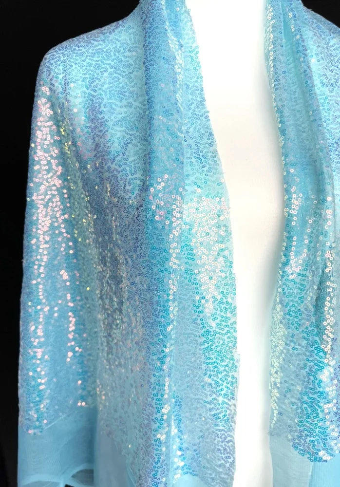 3mm sequin fabric magic color aqua blue sequin encrypted performance dress decoration wedding dress fabric