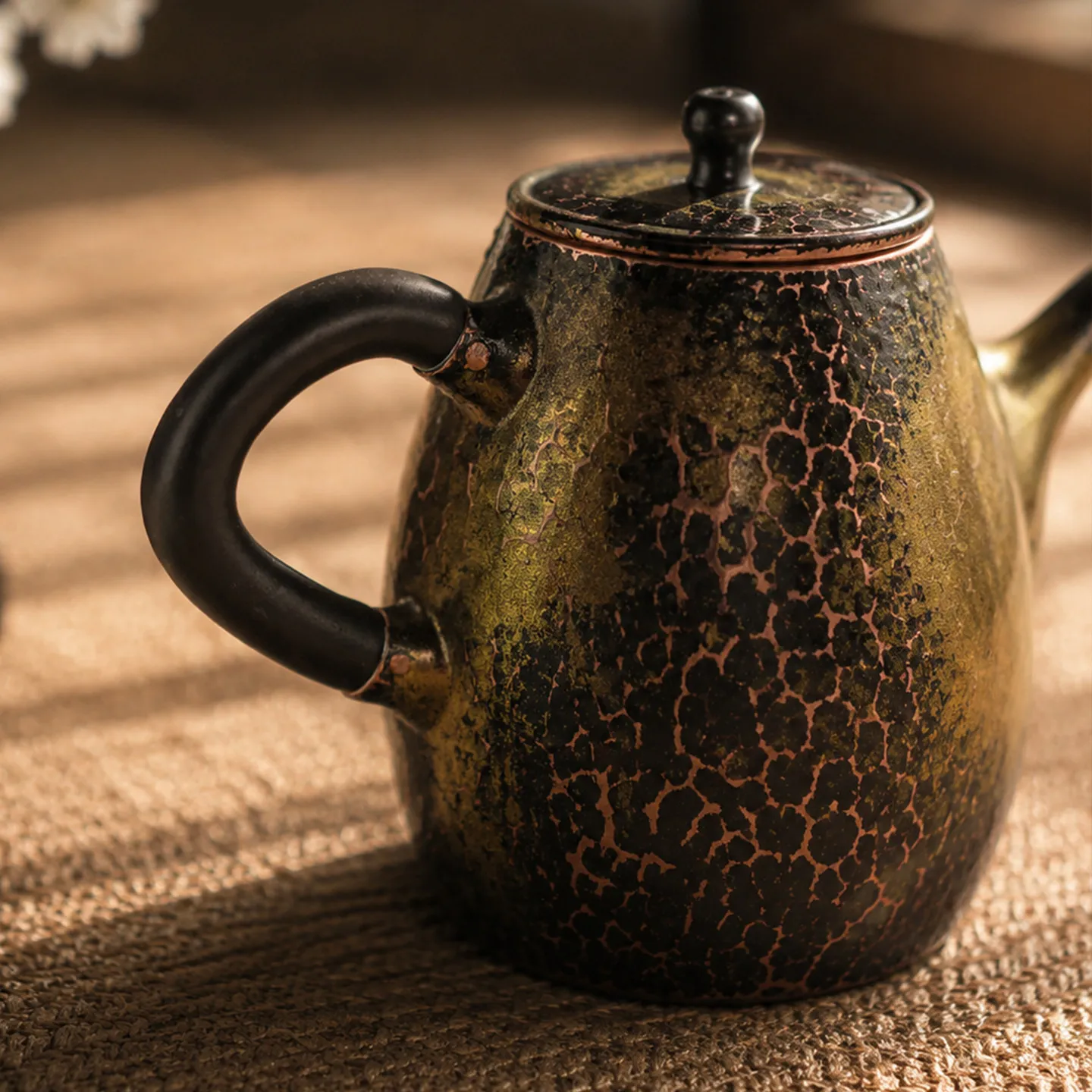 120ml Hand‑Hammered Purple Copper Teapot Retro Crack Pattern Solid Copper Kung Fu Tea Pot Chinese Handmade Tea Ceremony Teaware