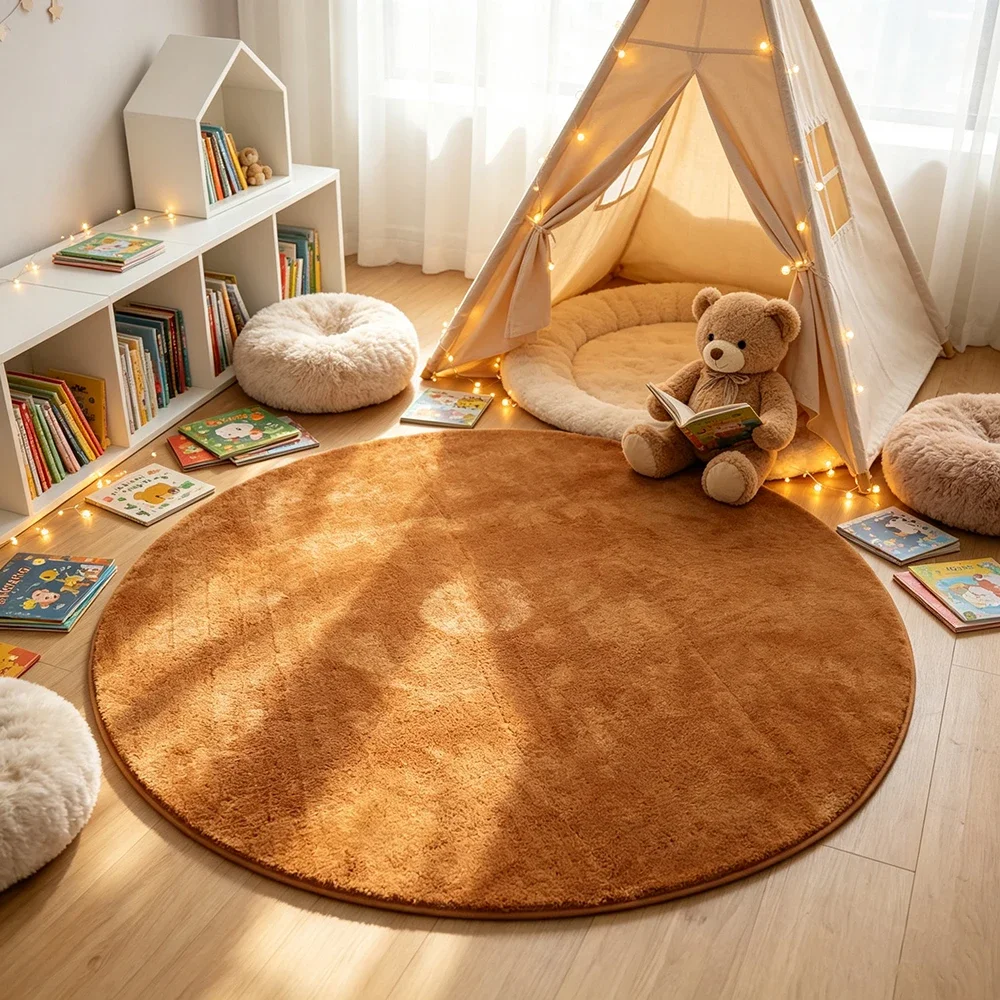 Anti Slip Carpet Round Home Decor Luxury Quality Short Plush Area Rug Circle Foot Mat Hanging Basket Floor Protection Cushion
