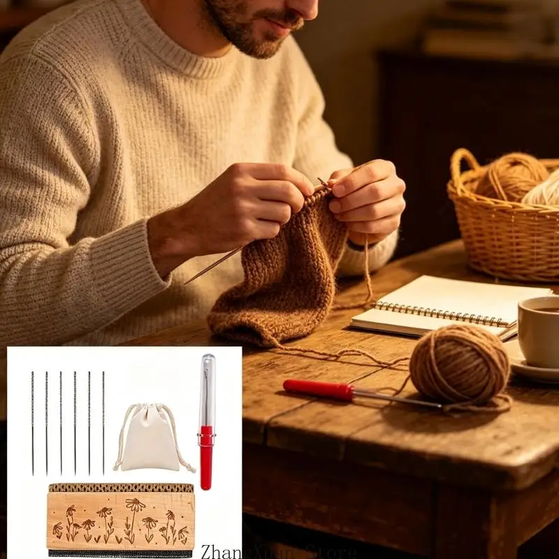 Pullover-Pflegekamm-Set mit 6 Reparaturnadeln für Pullover-Reparatur-Wollpflege 3XUF – Detail 3