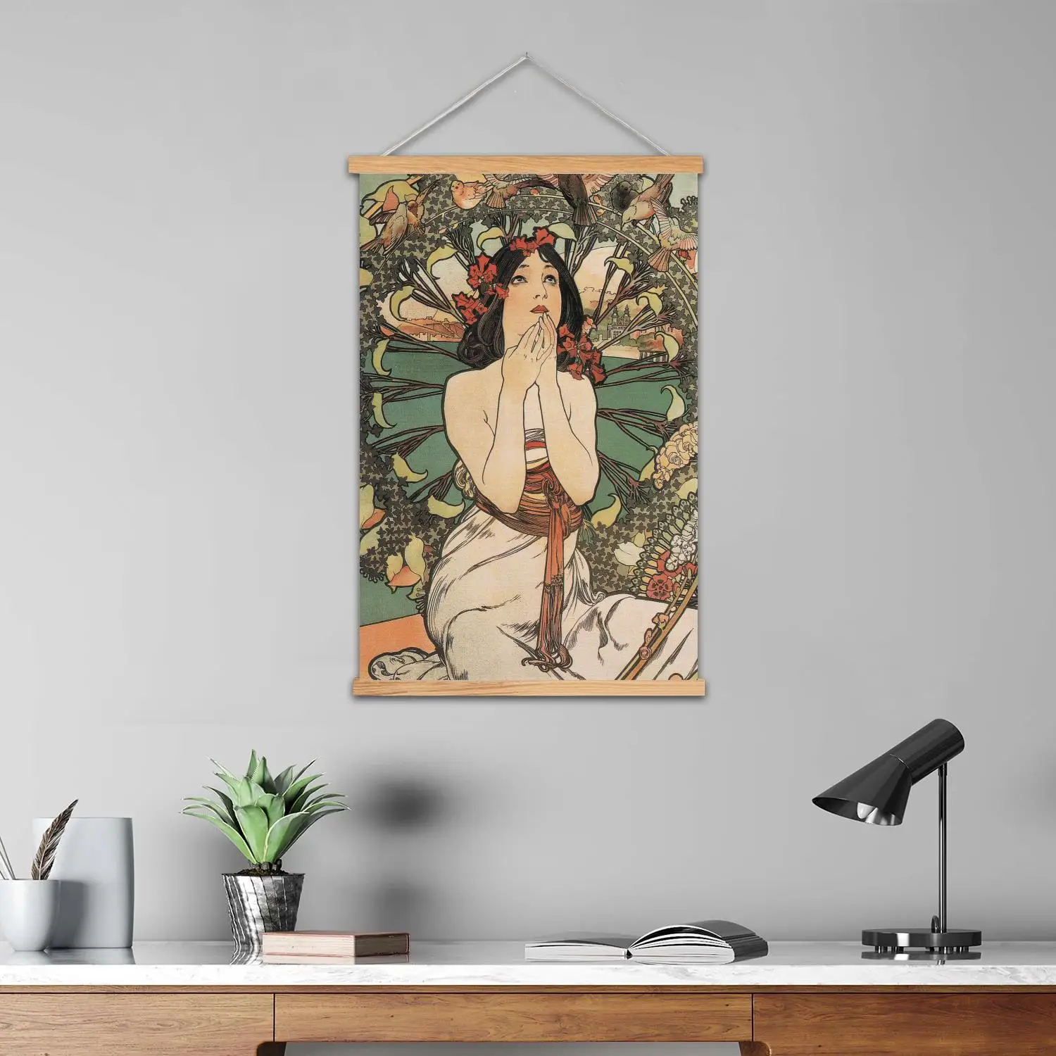 mucha Framed Wall Painting Canvas Art Poster and Wall Art,  Modern Family, Bedroom Decor, Posters,Decorative painting