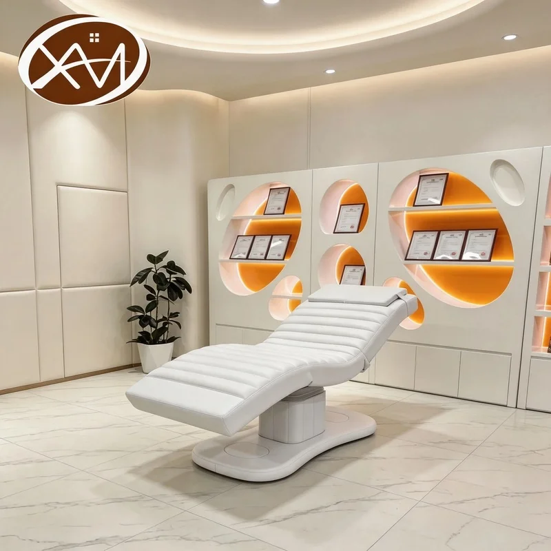 Hot Selling Anti-fouling Leather White Massage Table Luxury Lash Beds for Salon Three Motors Electric Cosmetic Massage Bed