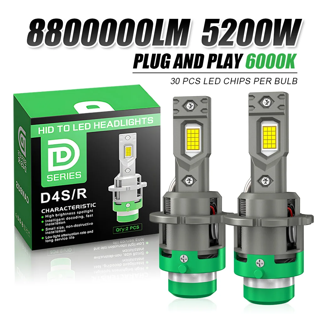 

D2S D4S Led Car Headlights Bulb D2R D4R LED Car Light High power 5200W 1:1 Plug and Play 9980 CSP Chip Turbo Lamp 6000K White