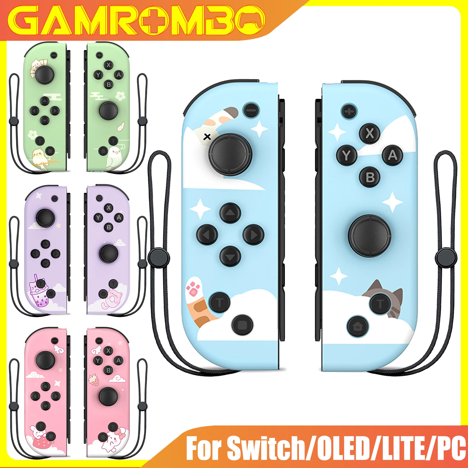 GAMROMBO Gioco Joypad Per Switch/OLED/LITE/PC/IOS/Android Joystick 6 Assi Giroscopio Controller Wireless W/Turbo Doppia Vibrazione Gamepad