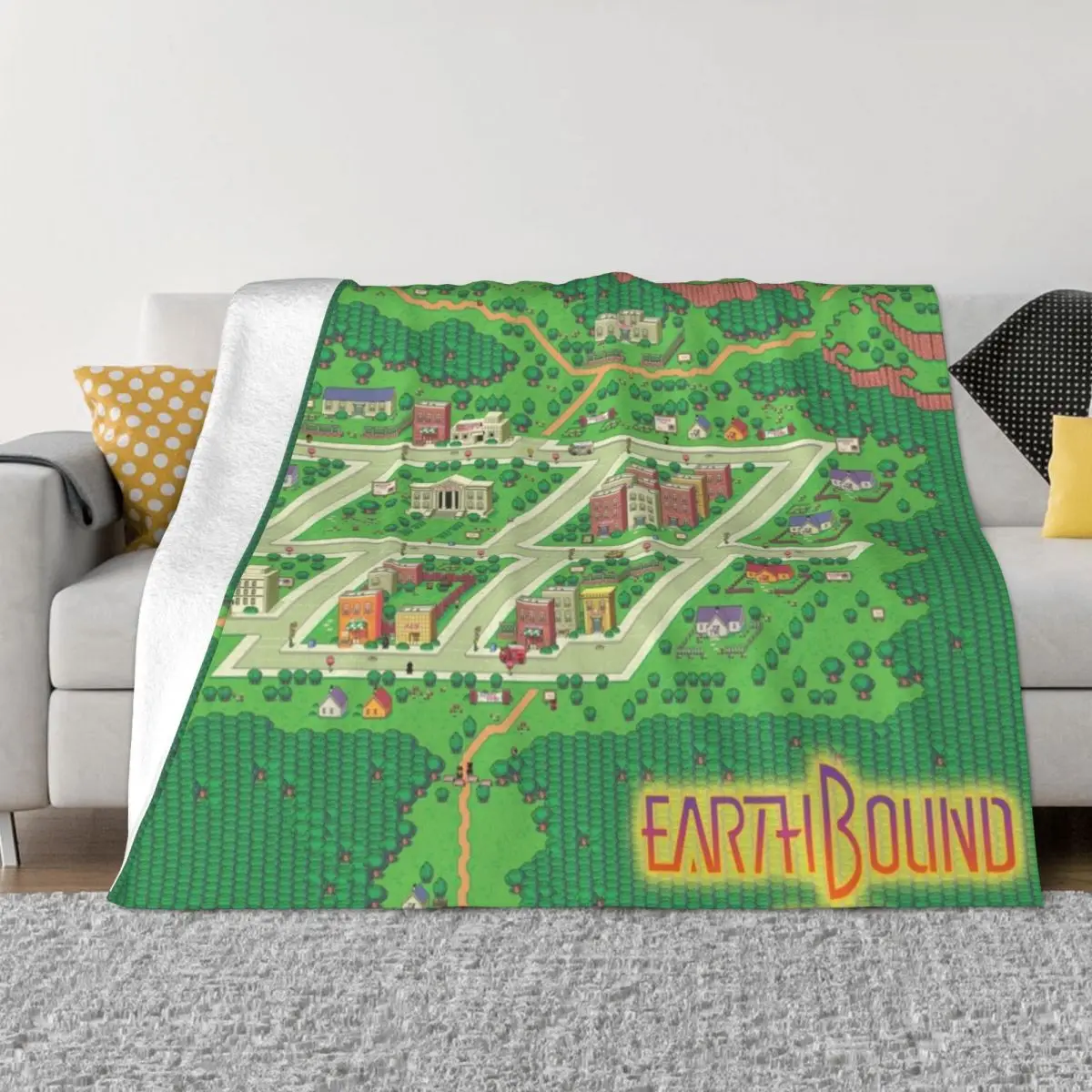 

Earthbound Onett Map Throw Blanket anime blanket halloween blanket Blankets for babies Soft Plush Plaid