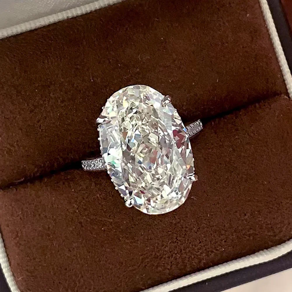 OEVAS 20CT 13*20mm Oval Cut Moissanite Ring For Women S925 Sterling Silver D Color Lab Diamond Sparkling Wedding Fine Jewelry