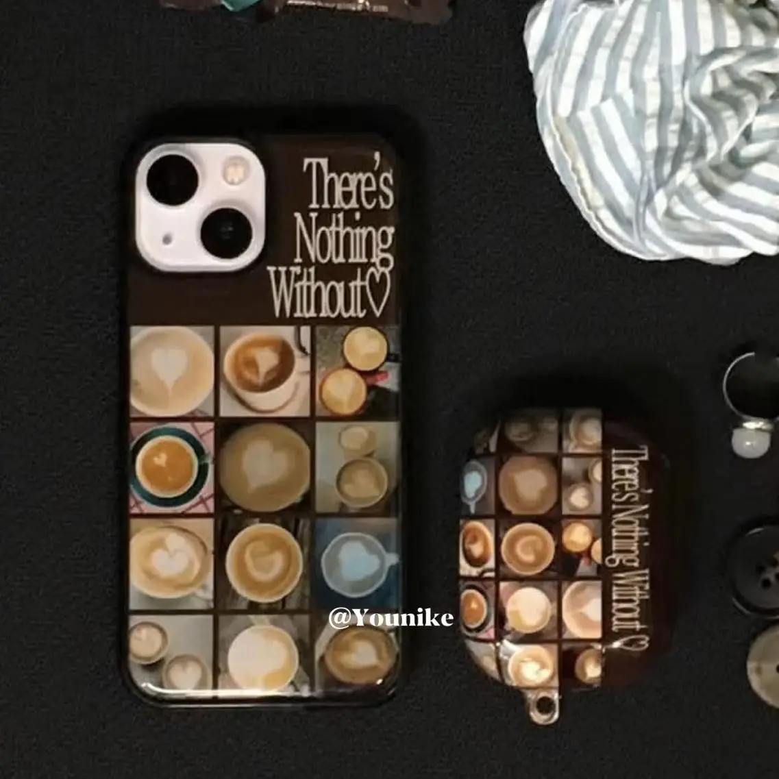 Funda de Teléfono con Estampado de Café Latte Caramelo de Verano Estilo Coreano para iPhone 17 16 15 14 13 12 11 Pro Max Plus, Carcasa Personalizada con Dibujos Animados