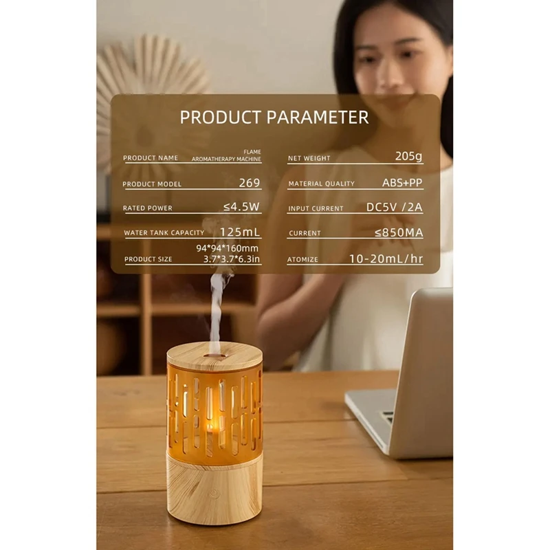 เครื่องพ่นอโรมาเธอราพีขนาดเล็กสำหรับใช้ในบ้านไร้เสียงห้องนอนบรรยากาศแสงเทียนเครื่องพ่นอโรมาเธอราพี
